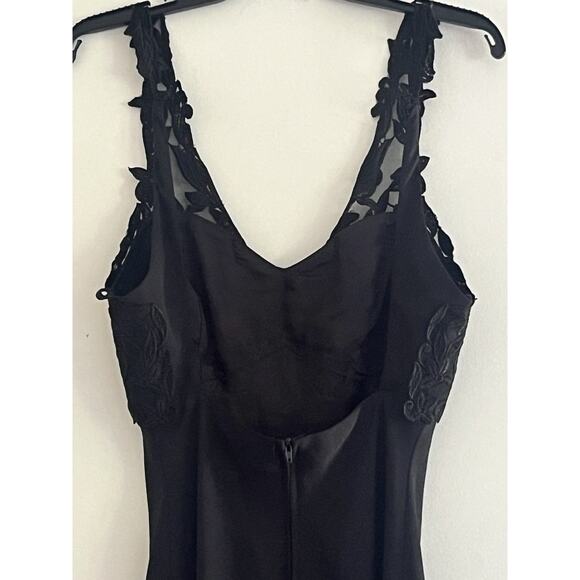 VTG Fiesta Chiffon Gown Medium Black Glitter Babydoll Whimsigoth Prom Formal - Picture 4 of 12